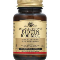 Solgar Biotin, Enhanced Potency, 1000 mcg, Vegetable Capsules, 100 Each