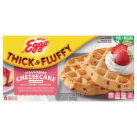 Eggo Waffles, Strawberry Cheesecake, Thick & Fluffy, 6 Each