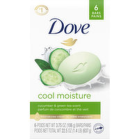 Dove Beauty Bar, Cool Moisture, Cucumber & Green Tea Scent, 6 Each