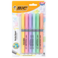 BiC Highlighter, Assorted, Pastel, Chisel Tip, 6 Each