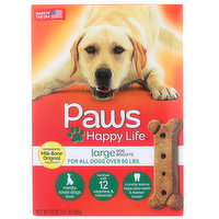 Paws Happy Life Meaty Taste Large Dog Biscuits For All Dogs Over 50 Lbs, 24 Ounce