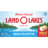 Land O Lakes Butter, Unsalted, Half Sticks, 8 Each