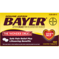 Bayer Aspirin, Genuine, 325 mg, Coated Tablets, 100 Each