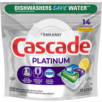 Cascade Dishwasher Detergent, Lemon Scent, Actionpacs, 14 Each
