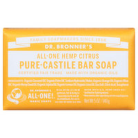 Dr. Bronner's Bar Soap, Pure-Castile, All-One, Hemp, Citrus, 5 Ounce
