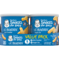 Gerber Baked Grain Snack, Mild Cheddar/Veggie Dip, Value Pack, 4 Each