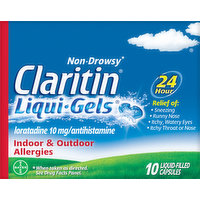 Claritin Loradatine, Non-Drowsy, 10 mg, Liquid-Filled Capsules, 10 Each