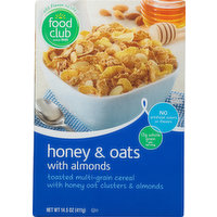 Food Club Cereal, Honey & Oats with Almonds, 14.5 Ounce