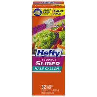 Hefty Slider Bags, Storage, Half Gallon, Value Pack, 32 Each