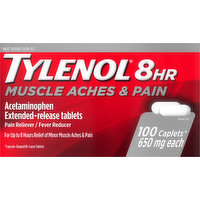 Tylenol Muscle Aches & Pain, 650 mg, 8 HR, Extended-Release Tablets, Caplets, 100 Each