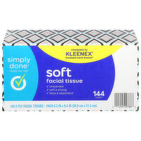 Simply Done Facial Tissue, Soft, Unscented, 2-Ply, 144 Each
