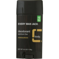 Every Man Jack Deodorant, Sandalwood, Aluminum Free, 3 Ounce