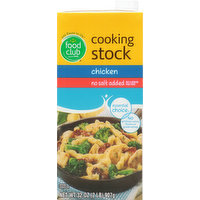 Food Club Cooking Stock, Chicken, No Salt Added, 32 Ounce