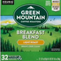 Green Mountain Coffee, 100% Arabica, Light Roast, Breakfast Blend, K-Cup Pods, 32 Each