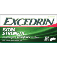 Excedrin Pain Reliever, Extra Strength, Caplets, 100 Each