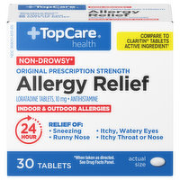 TopCare Allergy Relief, Original Prescription Strength, 10 mg, Non-Drowsy, Tablets, 30 Each