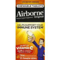 Airborne Immune Support Supplement, Original, Chewable Tablets, Citrus, 32 Each