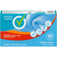 Simply Done Dryer Sheets, Fresh Linen, 1 Each