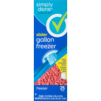 Simply Done Freezer Bags, Slider, Gallon, 25 Each