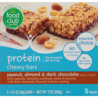 Food Club Peanut, Almond & Dark Chocolate Protein Chewy Bars, 7 Ounce