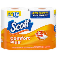 Scott Bathroom Tissue, Unscented, Mega Rolls, One-Ply, 4 Each