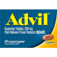 Advil Ibuprofen, 200 mg, Caplets, 24 Each