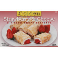 Golden Crepe Blintzes, Filled, Strawberry & Cheese, 6 Each