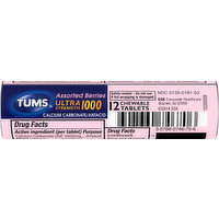 Tums Calcium Carbonate/Antacid, Ultra Strength, 1000 mg, Chewable Tablets, Assorted Berries, 12 Each