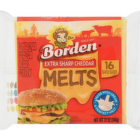 Borden Cheese Melts, Extra Sharp Cheddar, Slices, 16 Each