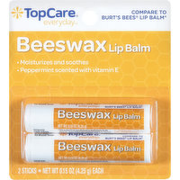 TopCare Lip Balm, Beeswax, 2 Each