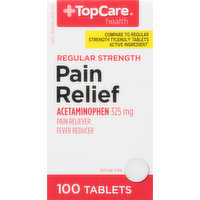 TopCare Pain Relief, Regular Strength, 325 mg, Tablets, 100 Each