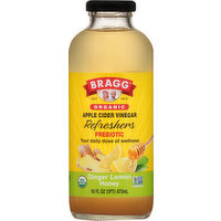 Bragg Apple Cider Vinegar, Organic, Ginger Lemon Honey, Prebiotic, 16 Ounce