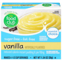 Food Club Pudding & Pie Filling, Reduced Calorie, Instant, Vanilla, 1.34 Ounce