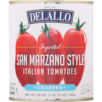 Delallo Italian Tomatoes, San Marzano Style, Crushed, 28 Ounce