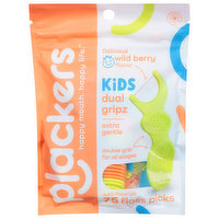 Plackers Floss Picks, Wild Berry, Dual Gripz, Kids, 75 Each