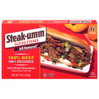 Steak-umm Steaks, Sliced, 100% Beef, 6 Each