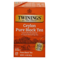 Twinings Black Tea, Ceylon Pure, Bags, 1.41 Ounce