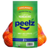 Peelz Mandarins, Organic, California, Sweet + Juicy + Seedless, 2 Pound