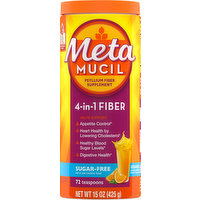 Metamucil Supplement, Psyllium Fiber, Sugar-Free, 4-in-1, Powder, Orange, 15 Ounce