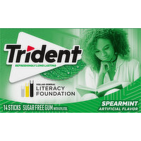 Trident Gum, Sugar Free, Spearmint, 14 Each