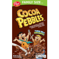 Cocoa Pebbles Rice Cereal, Chocolate Flavored, Family Size, 19.5 Ounce
