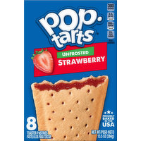 Pop-Tarts Toaster Pastries, Strawberry, Unfrosted, 8 Pack, 8 Each