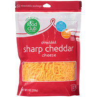 Food Club Sharp Cheddar Shredded Cheese, 8 Ounce