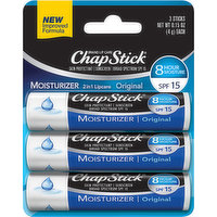 ChapStick Moisturizer Original Flavor Lip Balm, 3 Each