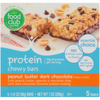 Food Club Peanut Butter Dark Chocolate With Peanut Butter, Peanuts & Chocolate Chips With Dark Chocolate Flavored Bottom Coating Protein Chewy Bars, 7 Ounce