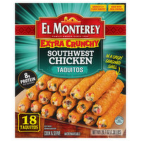 El Monterey Taquitos, Southwest Chicken, Extra Crunchy, 18 Each