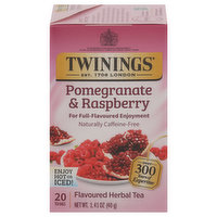 Twinings Herbal Tea, Flavoured, Pomegranate & Raspberry, Tea Bags, 20 Each