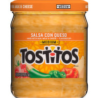 Tostitos Dip, Salsa Con Queso, Medium, 15 Ounce