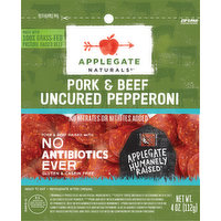 Applegate Naturals Pepperoni, Uncured, Pork & Beef, 4 Ounce