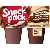 Snack Pack Pudding, Milk Chocolate/Chocolate Fudge & Milk Chocolate, 4 Each